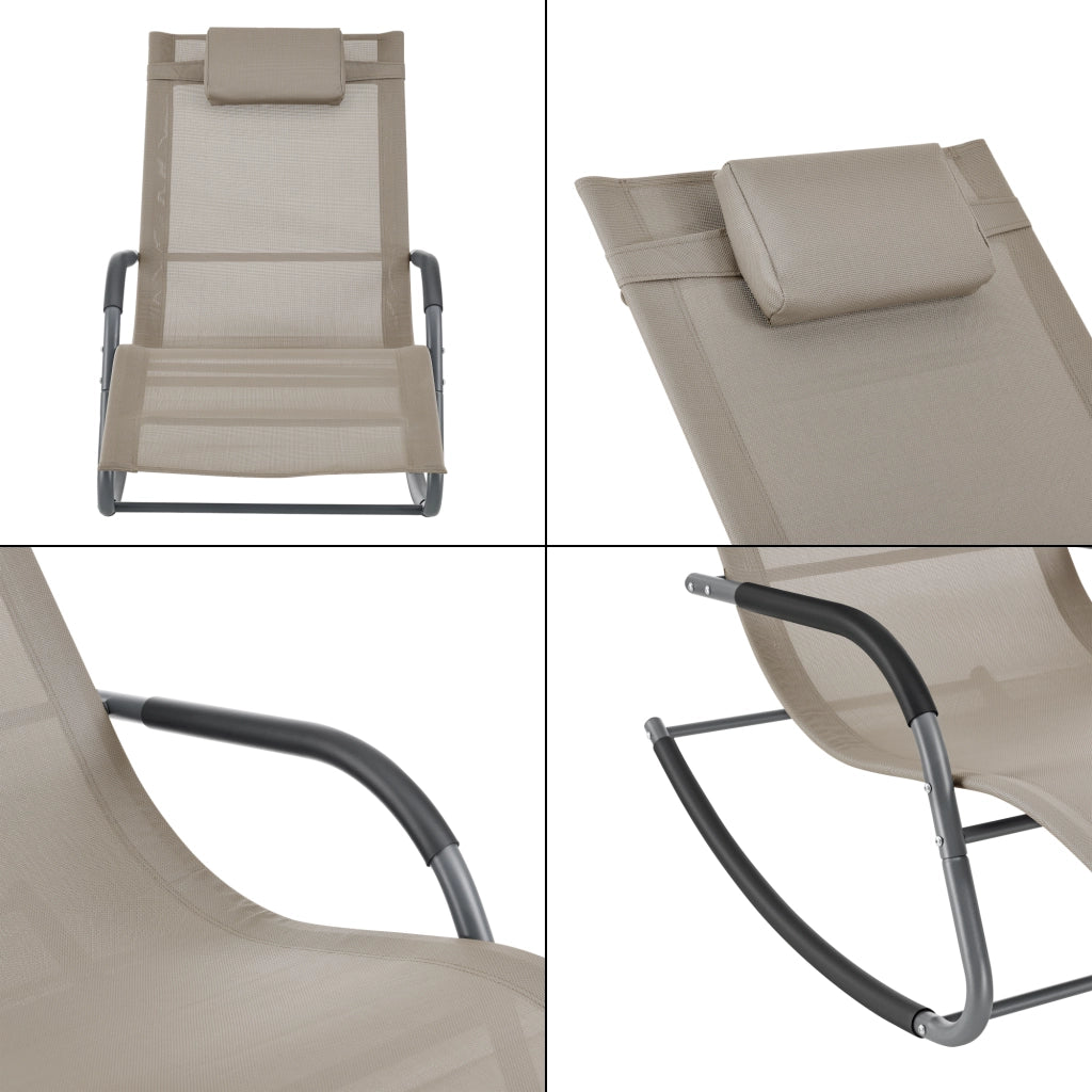 Set Caracena di 2 Sedie Sdraio a Dondolo da Giardino 147 x 63 x 89 cm - Beige [en.casa]