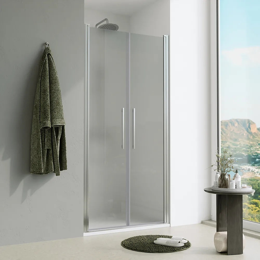 Porta doccia 70cm apertura saloon con profili cromati e vetro da 6mm opaco h195 | Elba