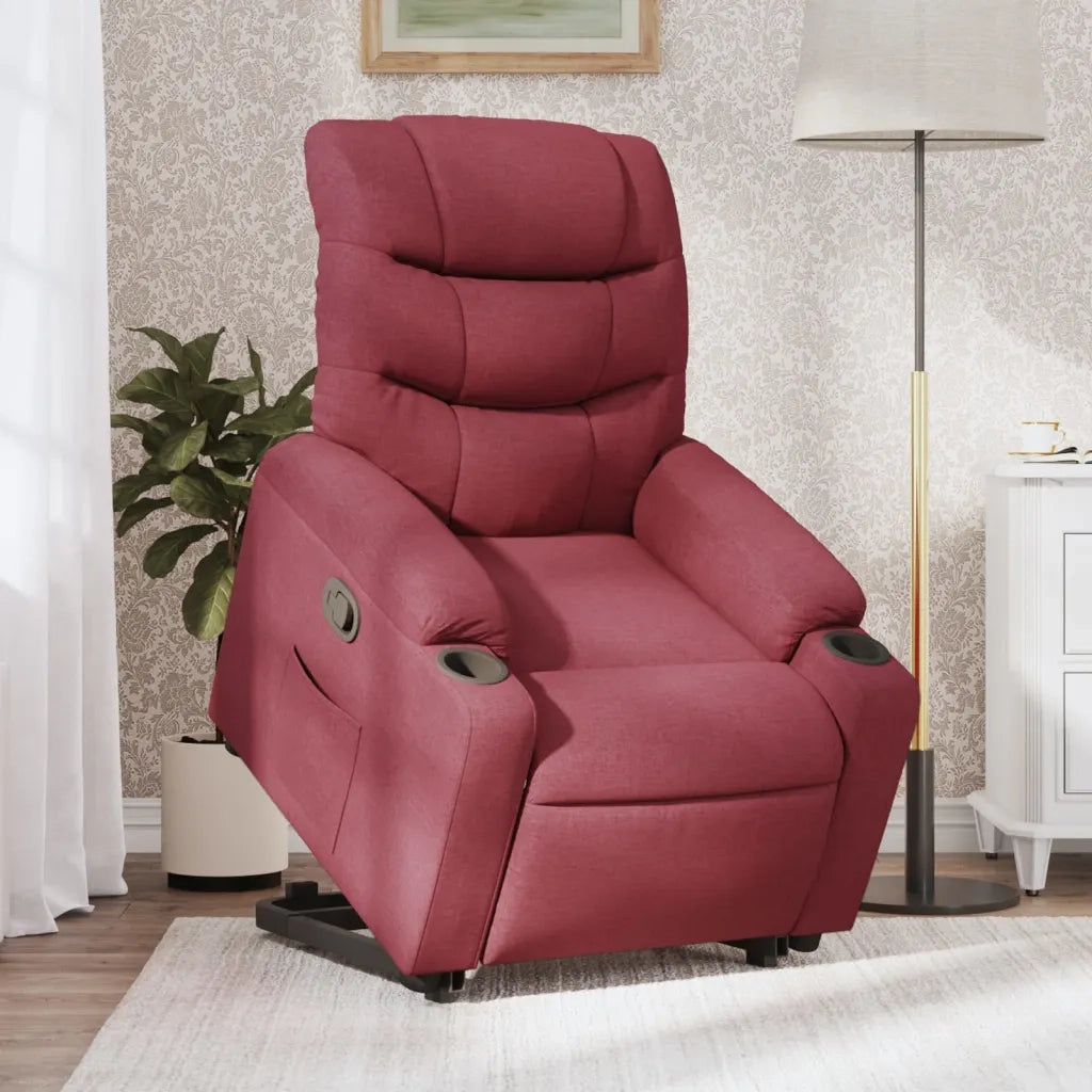Poltrona | Sedia Relax Alzapersona Reclinabile Rosso Vino in Tessuto