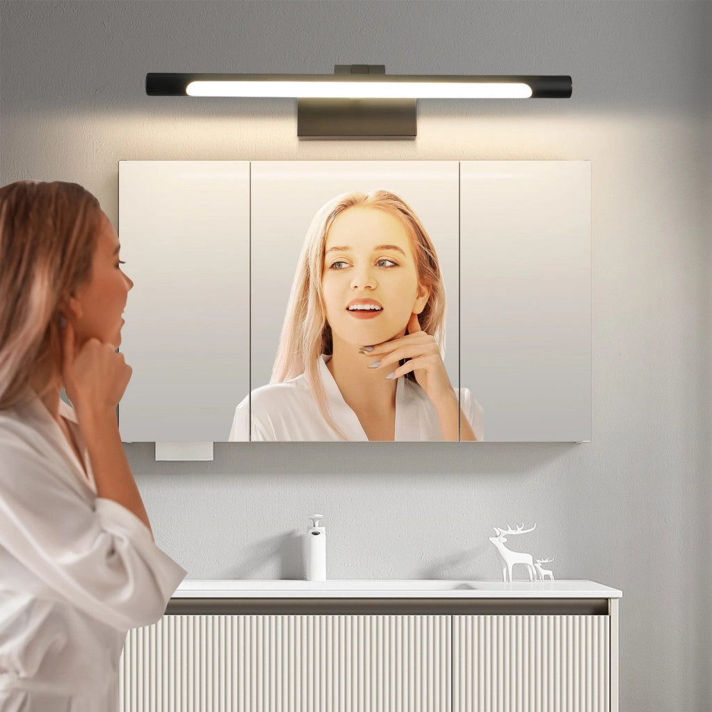 ZMH Lampada da Bagno sopra Specchio 40 cm 6W Nera a Parete IP44 4000K Luce Neutra Moderna per Armadio da Bagno Cantina