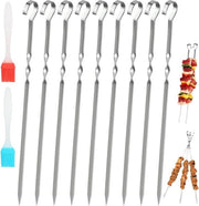30 pezzi di spiedini in acciaio inossidabile | 30 cm spiedini per griglia con setole in silicone | spiedini per barbecue da campeggio