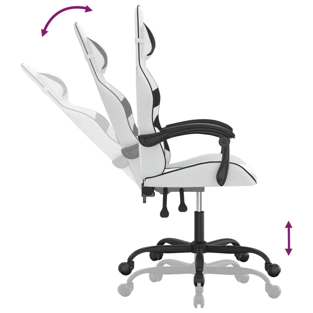 vidaXL Sedia da Gaming Girevole Bianco e Nero in Similpelle