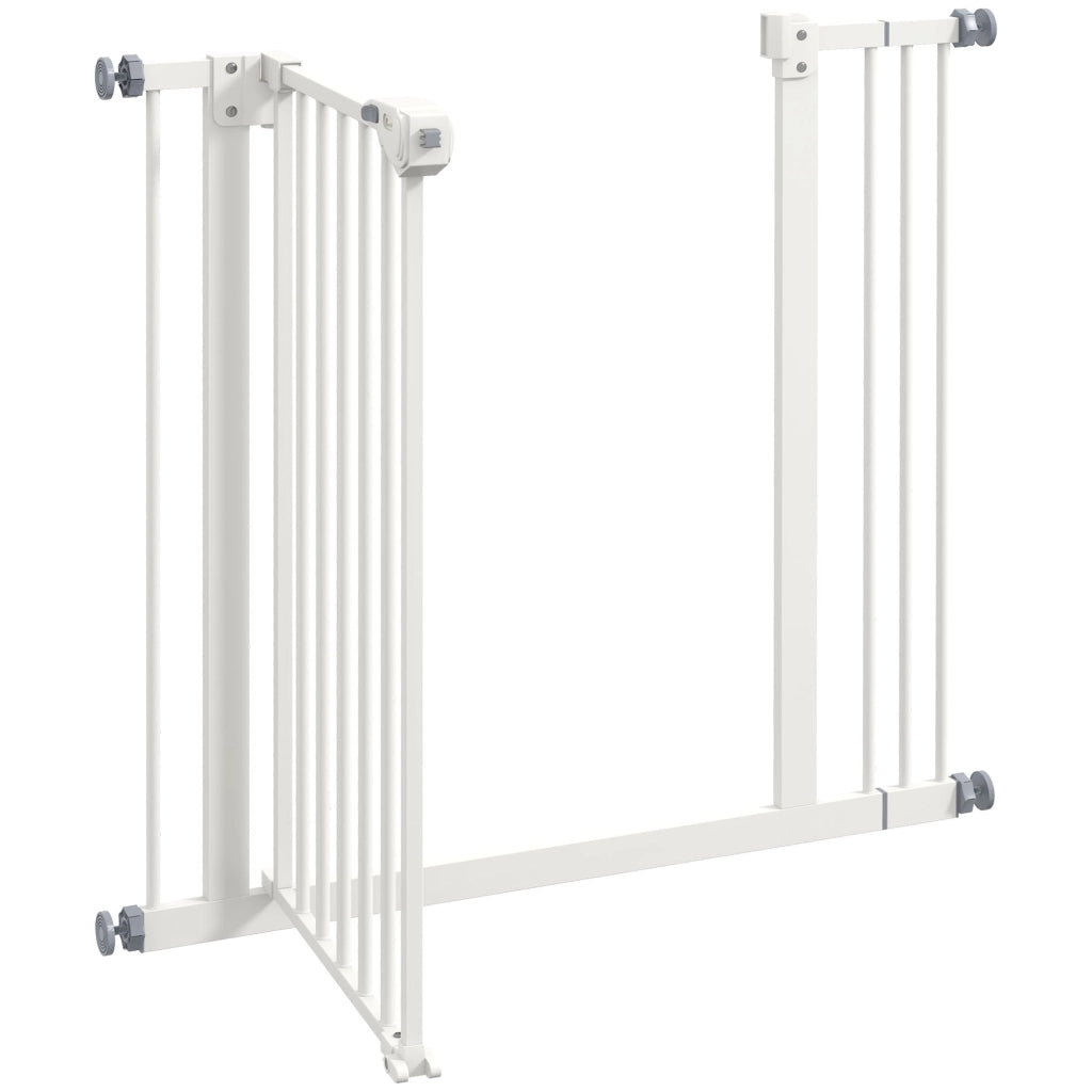 Cancello per Cani ¨C zephmum ¨C Bianco, Metallo, Plastica, 74-87 cm