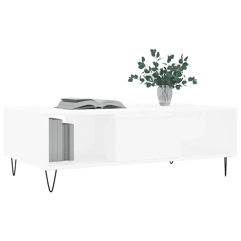 Tavolino da Salotto-Tavolino da soggiorno-Tavolo Bianco 104x60x35 cm in Legno Multistrato 276417