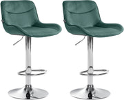 Set di 2 sgabelli da bar Vonore in velluto verde,cromo