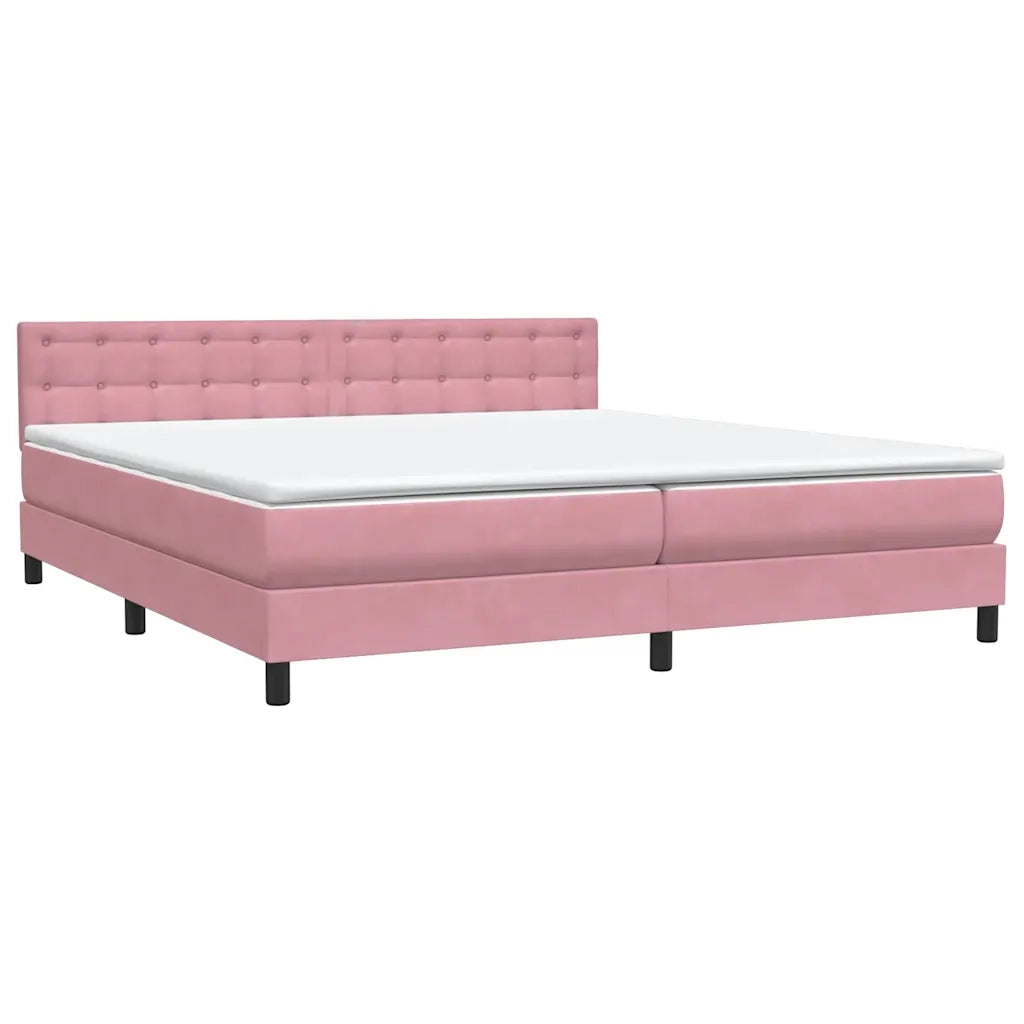 Letto a Molle con Materasso e LED Rosa 180x210 cm in Velluto 3317282