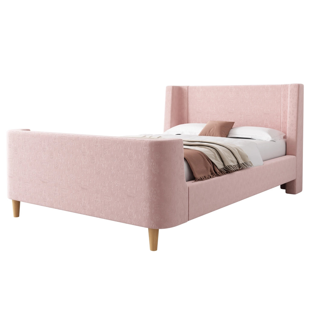 letto singolo velluto rosa 90 x 200 cm
