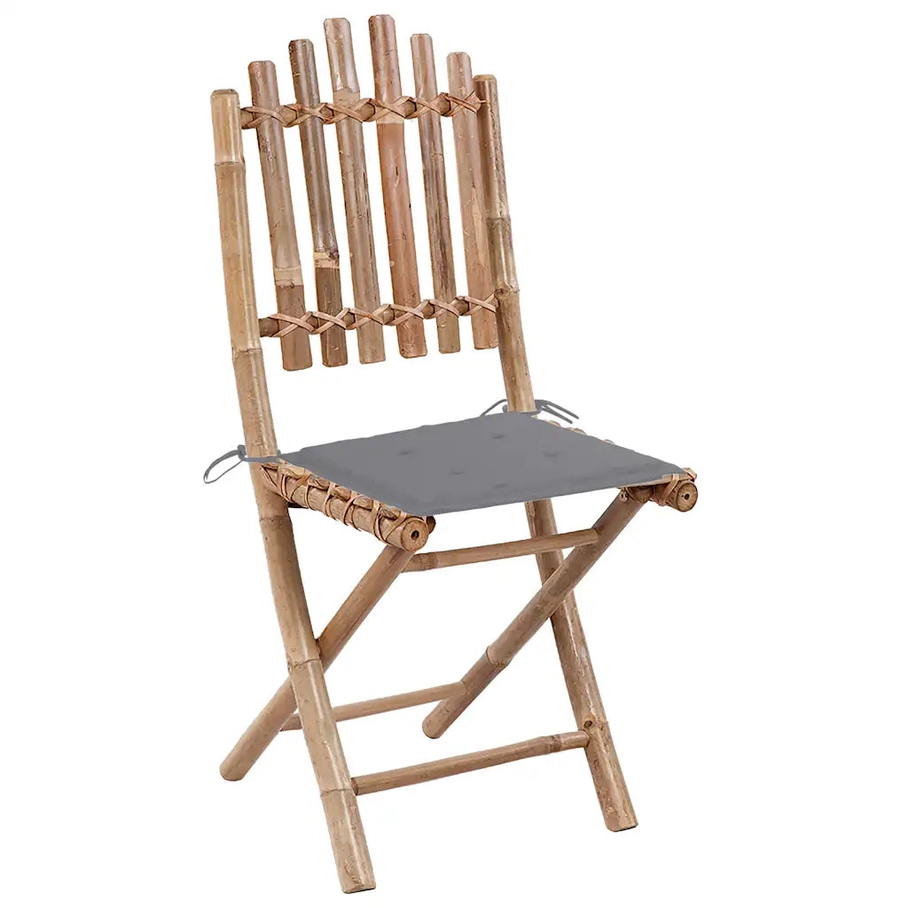 Set da Pranzo da Giardino 5 pz Pieghevole con Cuscini in Bambù 3063961