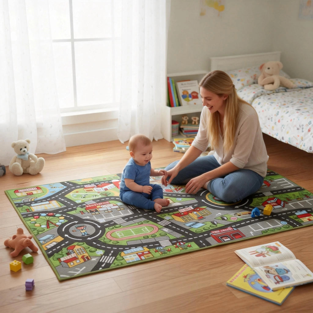 Tappeto Citt¨¤ Strada Gioco Bambini ¨C zephmum ¨C 160x100 cm Antiscivolo