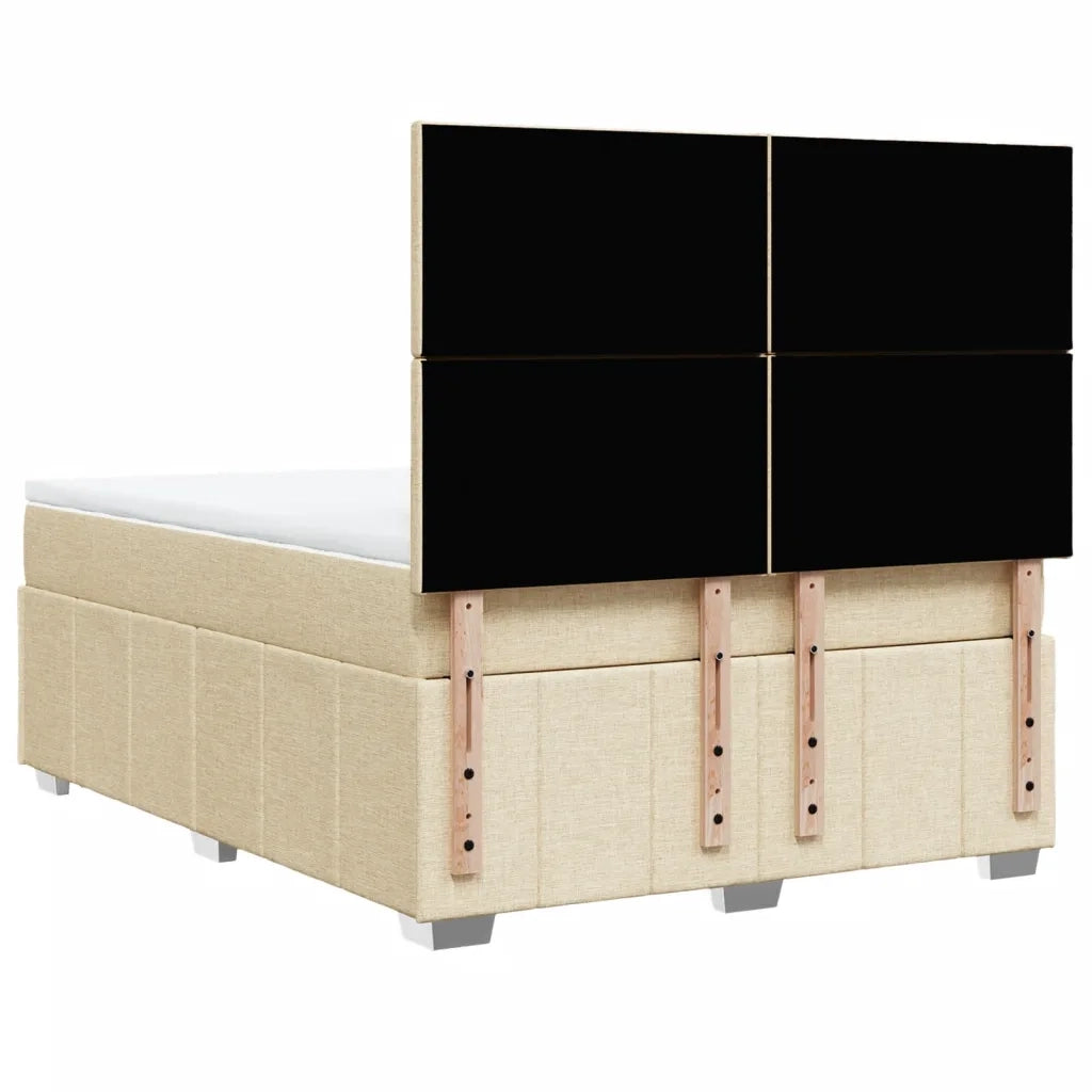 vidaXL Giroletto a Molle con Materasso Crema 140x200 cm in Tessuto