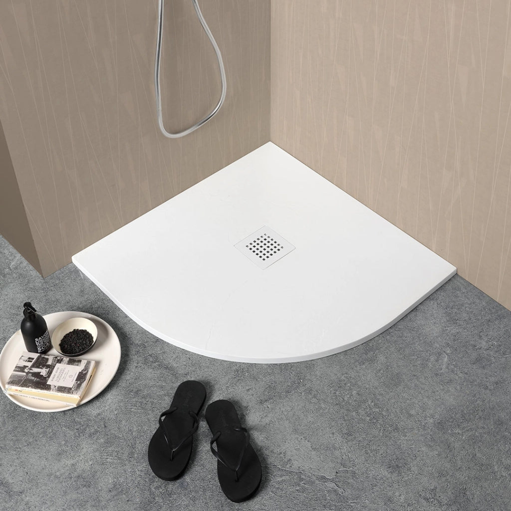 Piatto doccia semicircolare 90x90 in resina bianca