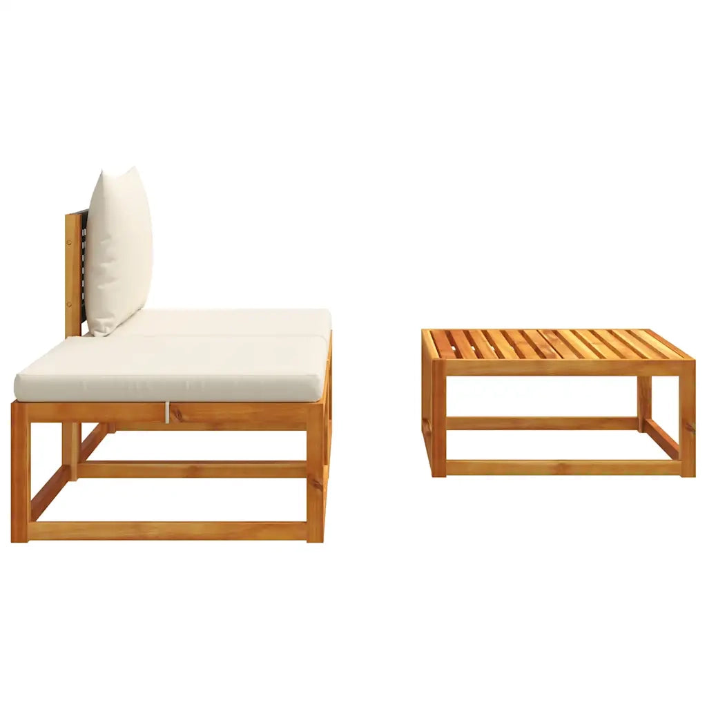 Set di divani da giardino 3 pz | Set Salotto da Giardino con cuscini in legno di acacia e rattan