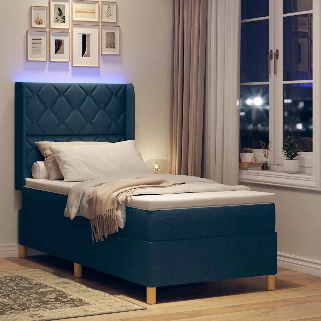 Letto a molle con materasso Blu 90 x 190 cm Tessuto 3343734
