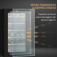 Cantinetta Vino Frigo per 24 Bottiglie, Capacità 65L, Controllo Temperatura e Ripiani Estraibili, Nero