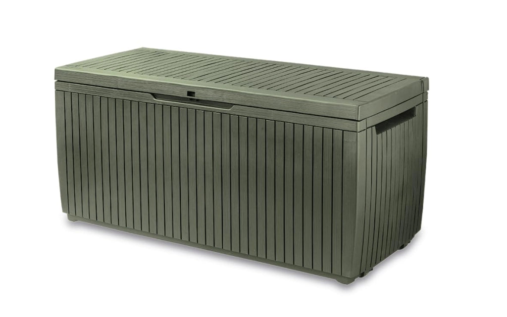 Baule da Esterno Springwood 123X53,5X57 Cm in Resina Effetto Legno Verde
