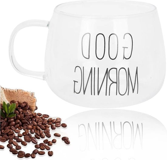 Vetrino trasparente a borosilicato con manico per caffè cocktail bevande tè uso domestico.