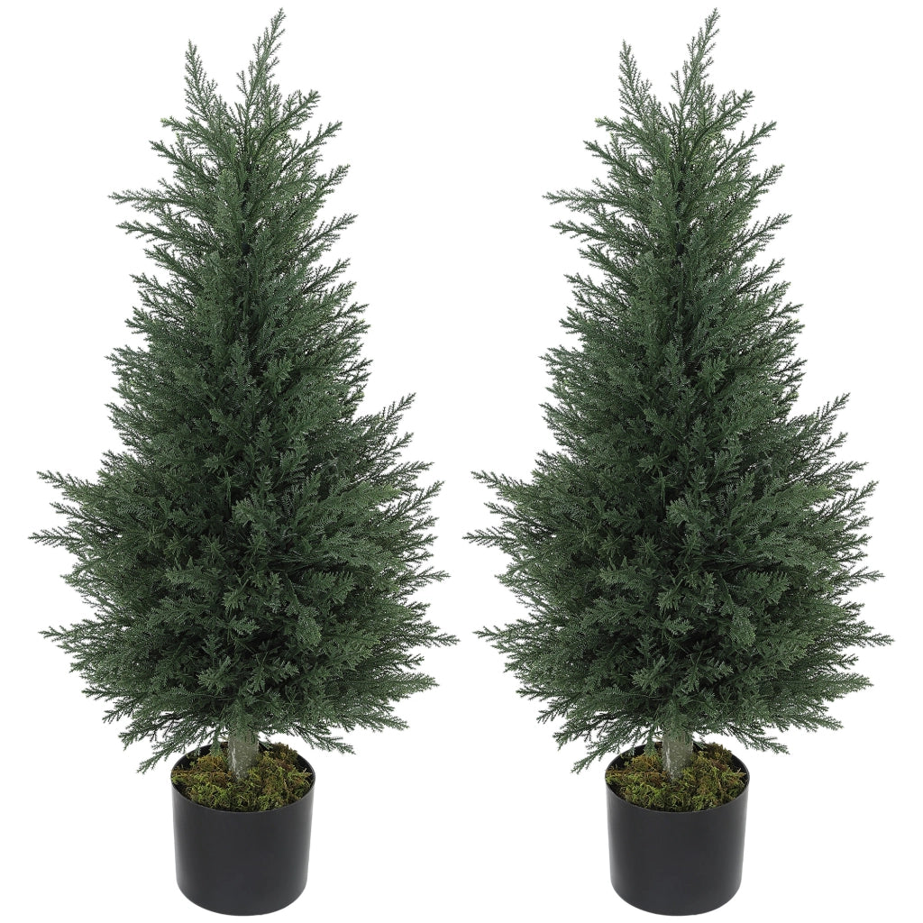 2 Piante Finte Cipresso in Vaso ¨C zephmum ¨C Verde, Plastica, UV Resistente