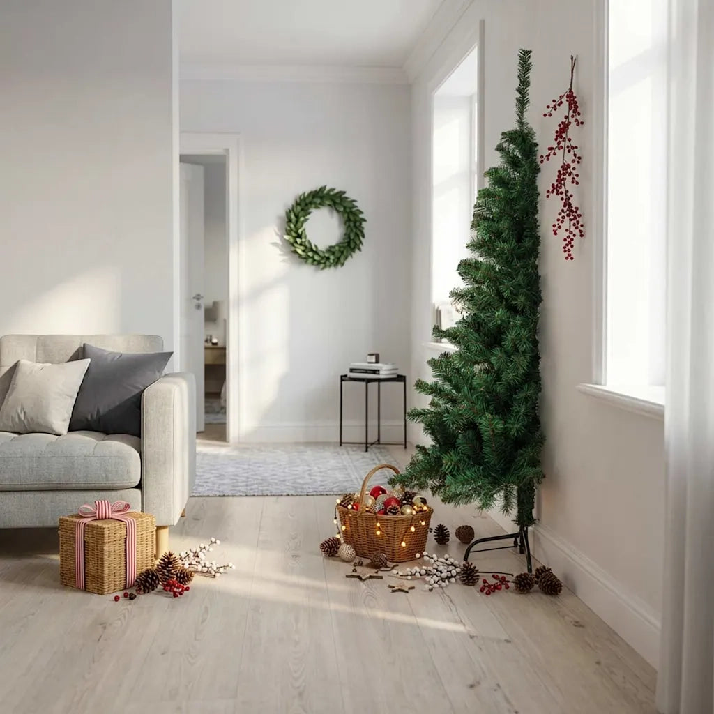 Albero di Natale Artificiale Metà con Supporto Verde 180 cm PVC 321032
