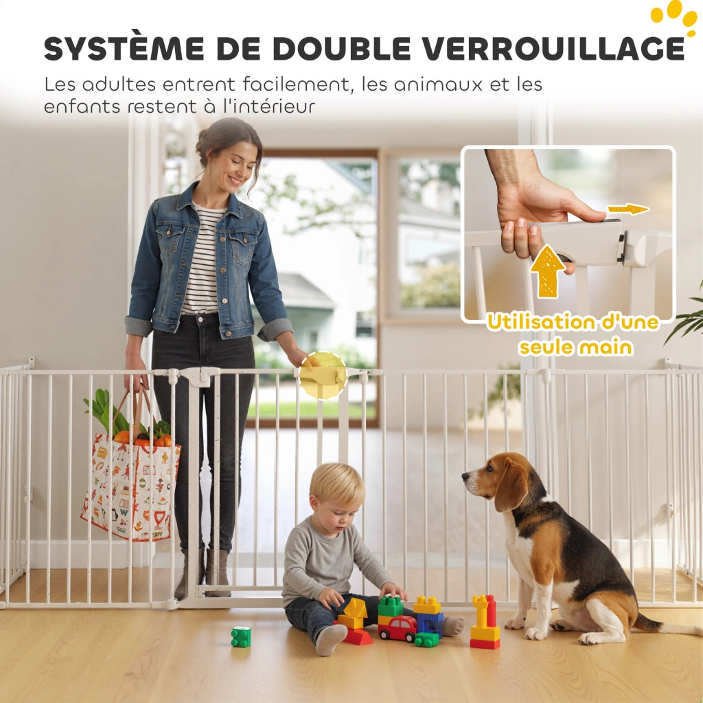 Recinto Sicurezza per Bambini e Cani ¨C zephmum ¨C Metallo Pieghevole 6 Pannelli 61x75 cm Bianco