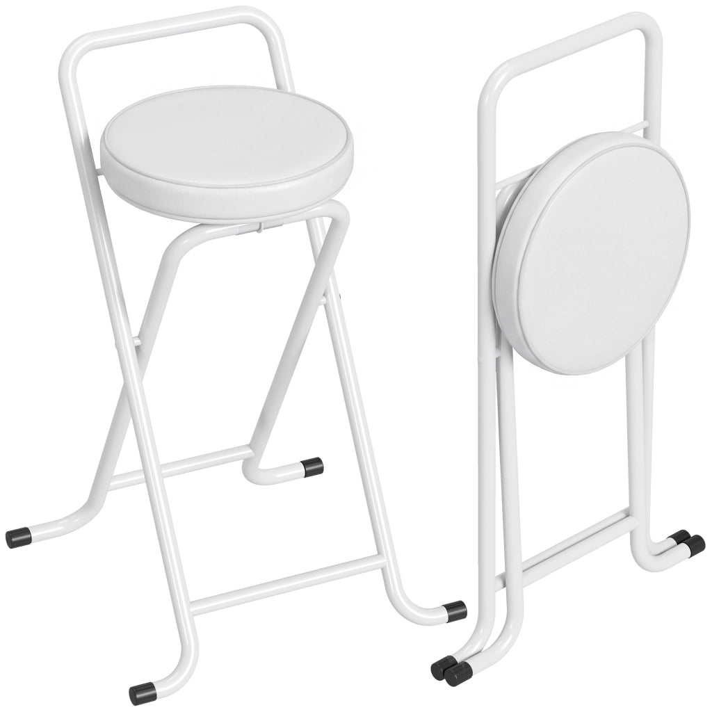 Sgabelli da Bar Pieghevoli ¨C Minimal ¨C Bianco, Imbottiti, Acciaio, 63 cm