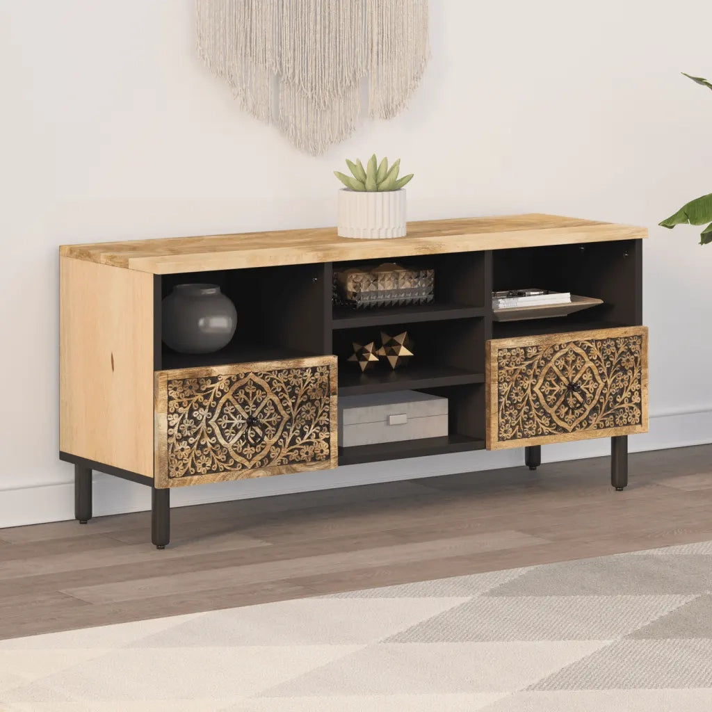 Mobile Porta TV 100x33x46 cm in Legno Massello di Mango 358230