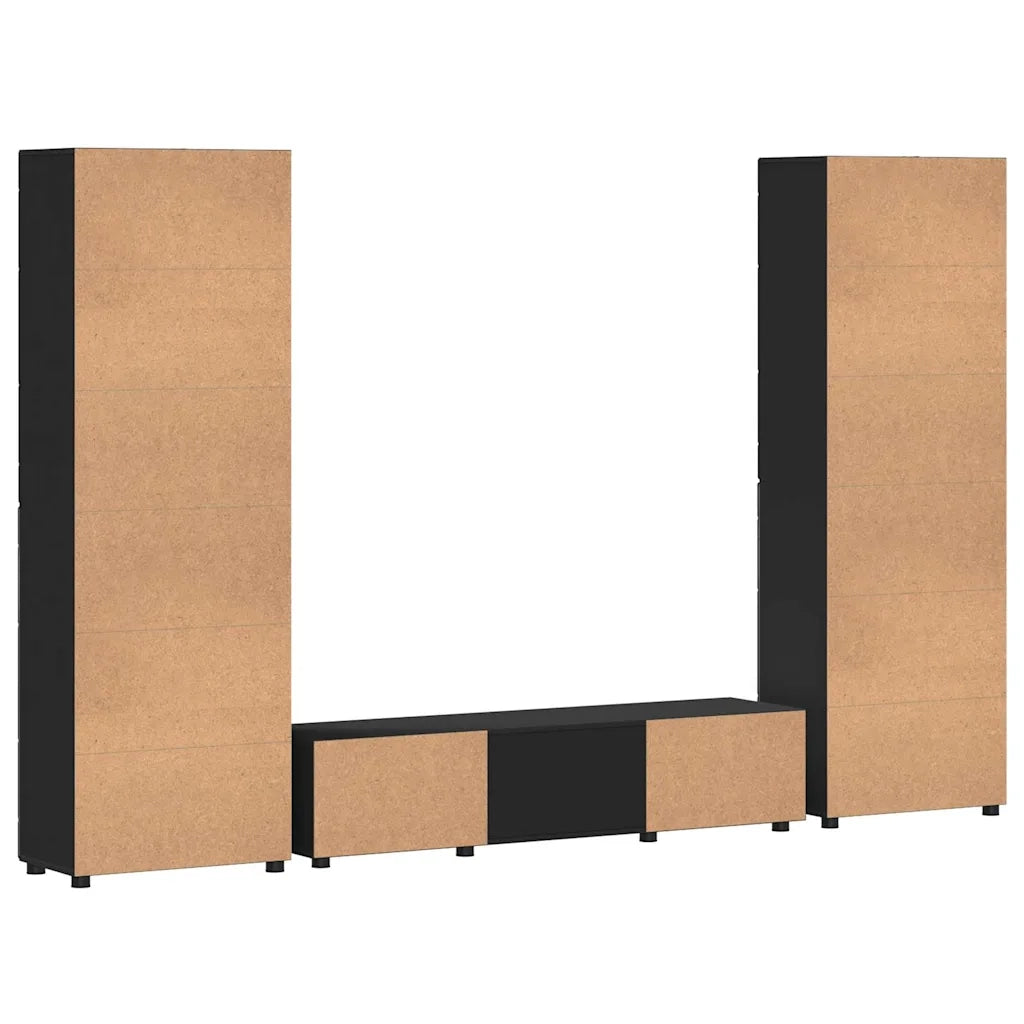 Set mobile TV con cassetto FLORIN 3 pcs Nero Legno multistrato