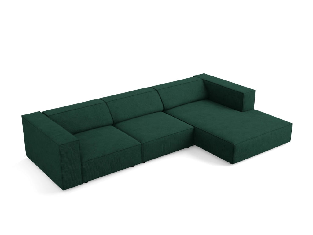 Cosmopolitan Design - Divano angolare destro "Arendal" 4 posti in ciniglia con effetto a coste verde bottiglia 