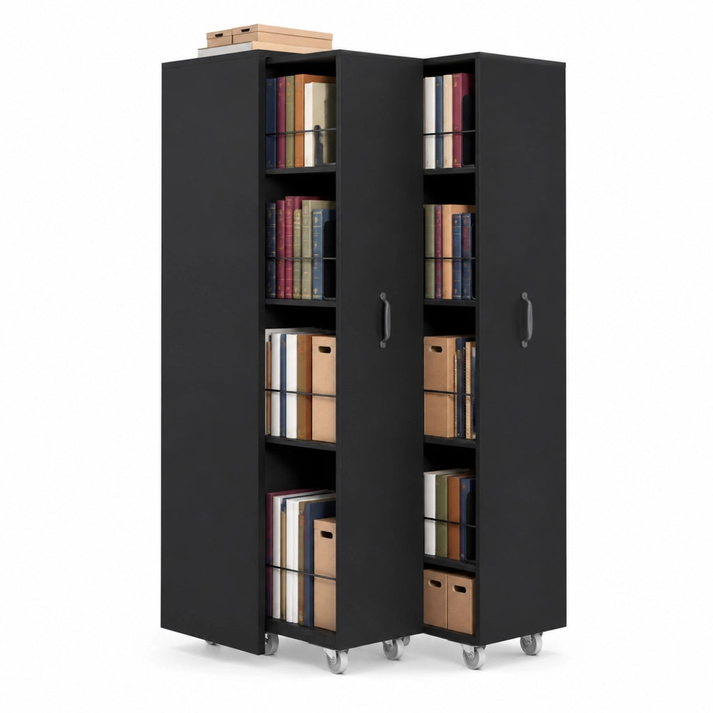 Libreria modulabile estensibile su ruote 51,5 x 41 x 158 cm in MDF nero