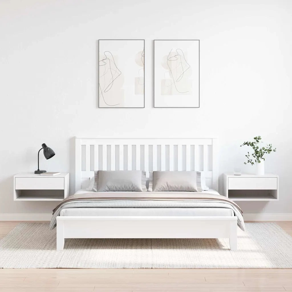 Comodino 2 pcs Bianco 50 x 32,5 x 24 cm Legno di pino massello 873478