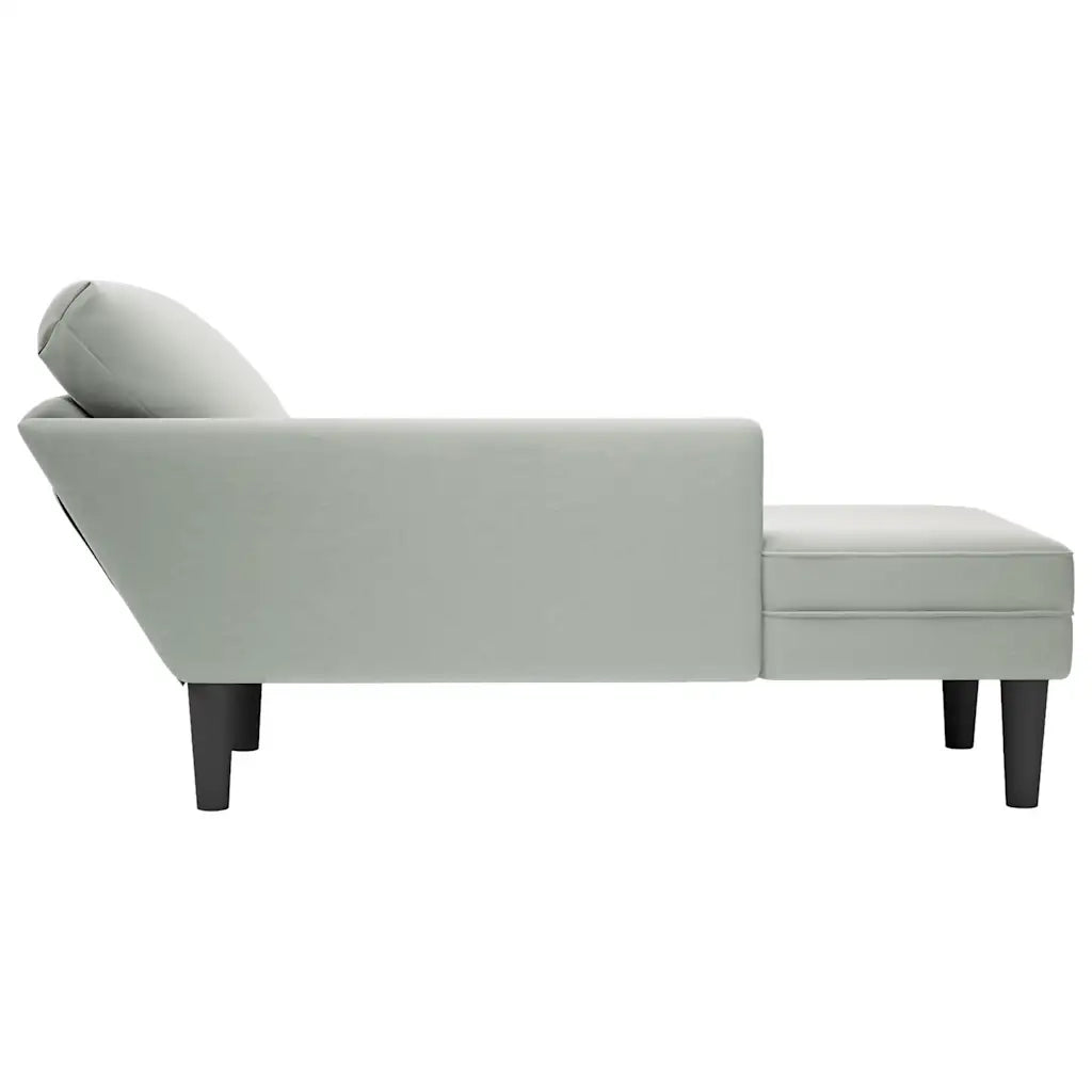 Sdraio con Cuscino e Bracciolo Destro in Velluto Grigio Chiaro 4009807