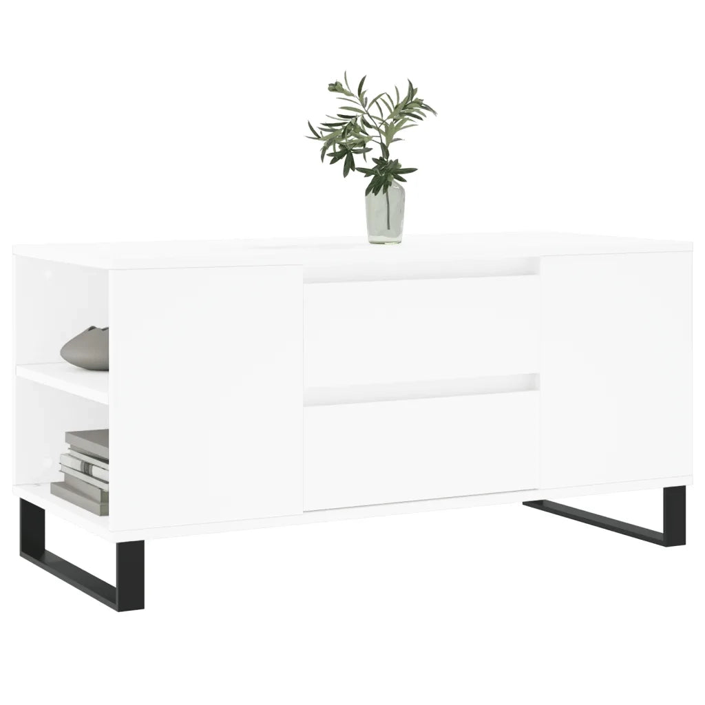 Tavolino da salotto | Tavolino da caff¨¨ | Tavolino da Soggiorno Bianco 102x44,5x50 cm in Legno Multistrato
