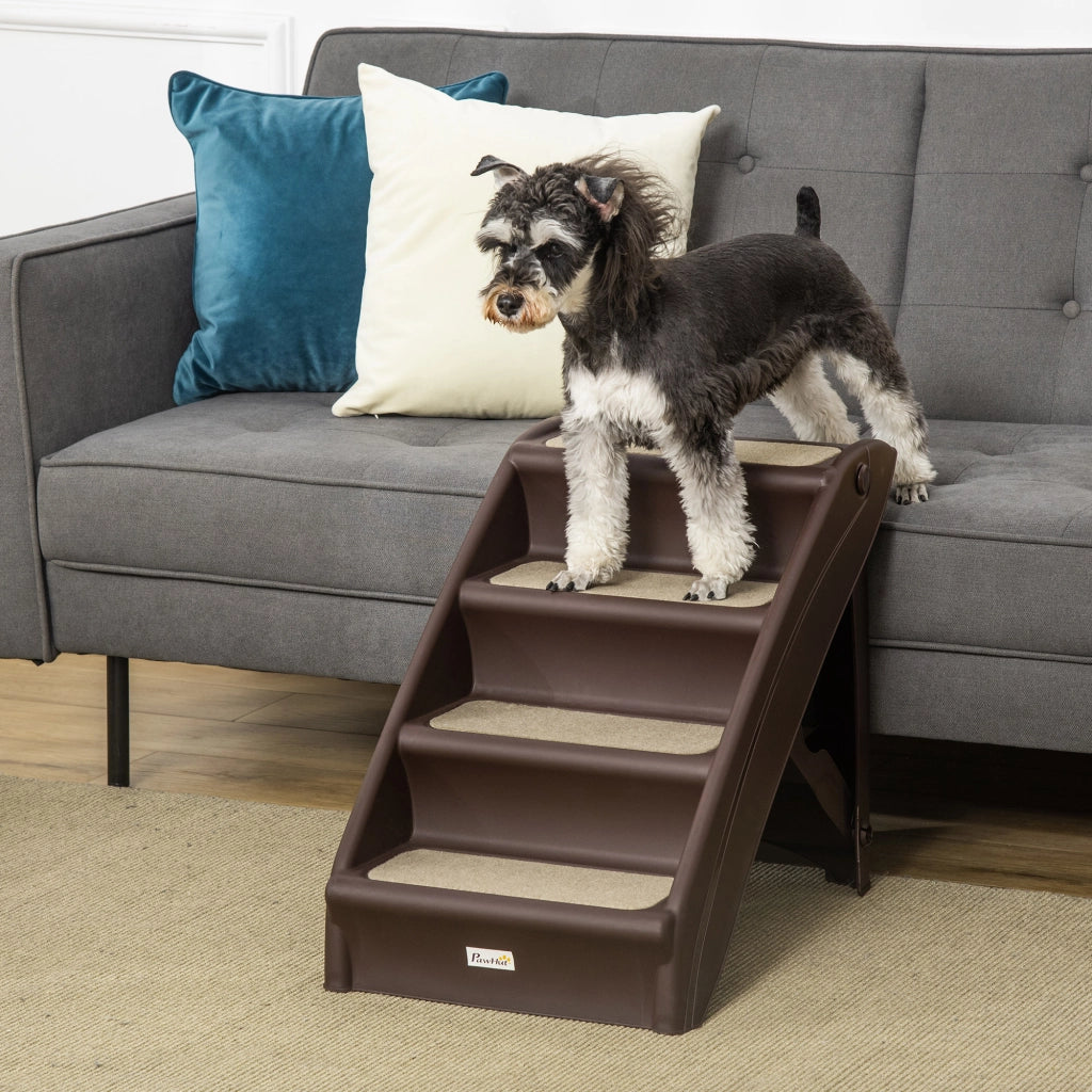 Scala per Cani Gatti Portatile ¨C zephmum ¨C Marrone 62x38x49,5 cm