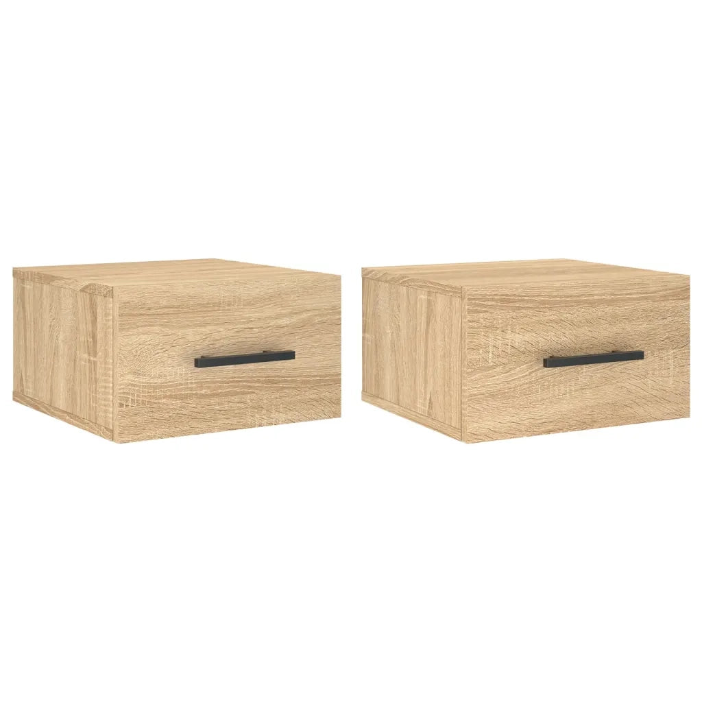 Comodini a Muro 2 pz-Set di 2 Tavolino da notte Rovere Sonoma 35x35x20 cm 457844
