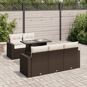 Set Divano da Giardino 6 pz con Cuscini Marrone in Polyrattan 3326254