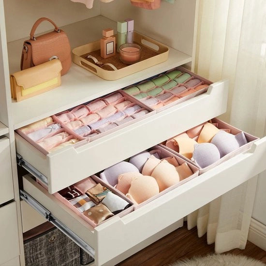 Set di 8 organizzatori per cassetti per intimo - sistema di organizzazione per la vestiarium - rosa RUS008P01