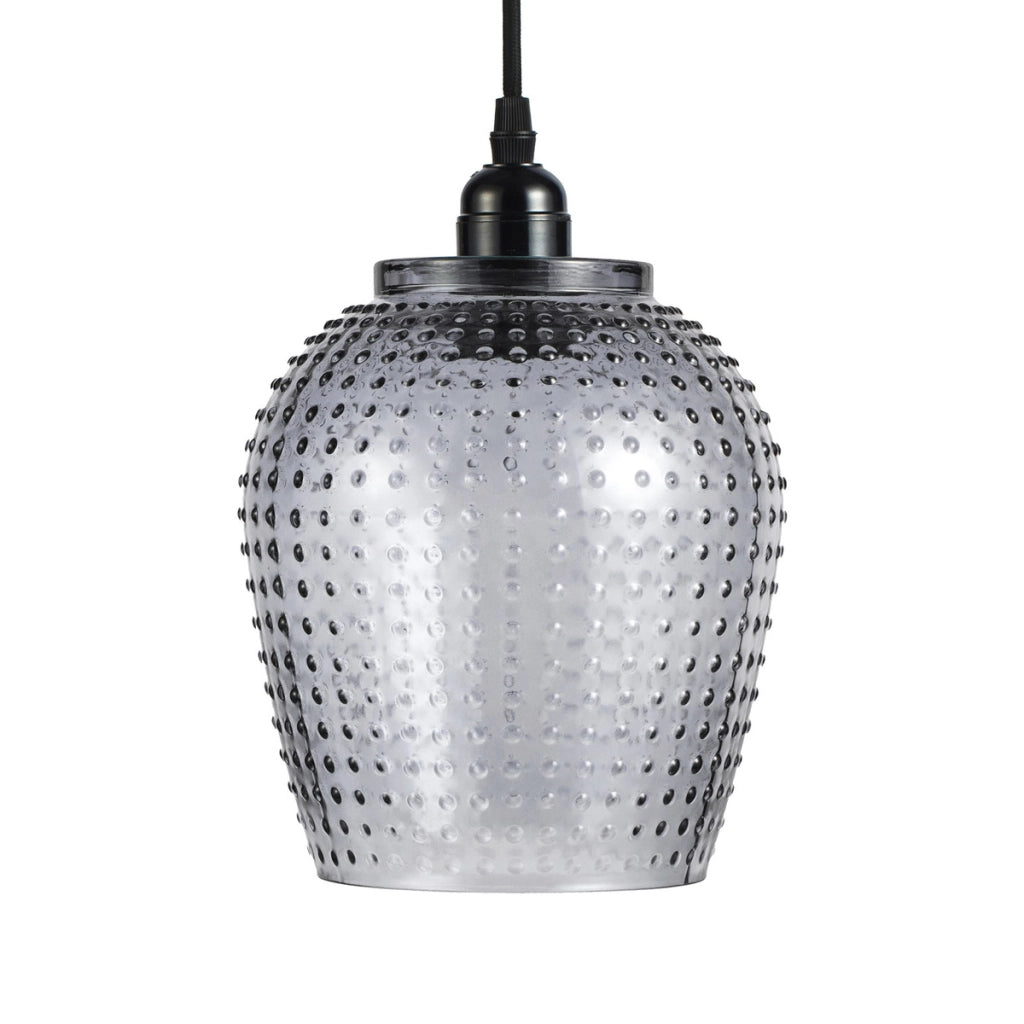 Lampada a sospensione Riva in vetro blu effetto rilievo