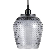 Lampada a sospensione Riva in vetro blu effetto rilievo