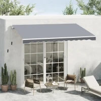 Tenda da Sole da Esterno Avvolgibile Manualmente in Alluminio e Poliestere, 2.5x2 m, Grigio e Bianco