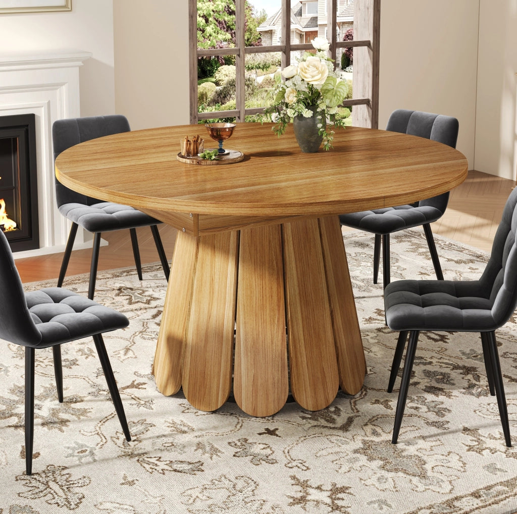 Tavolo da pranzo allungabile rotondo 118-158 cm marrone
