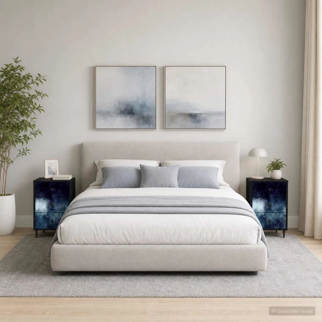 Armadio da Notte RAALTE 2 pz Rovere Nero 36 x 33 x 61 cm 8007316