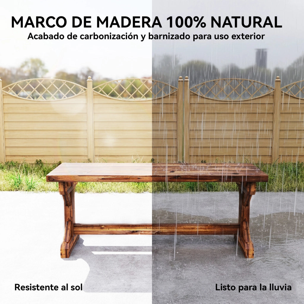 Panchina Giardino Legno 2 Posti ¨C zephmum ¨C Carbonizzato 114x40x46cm