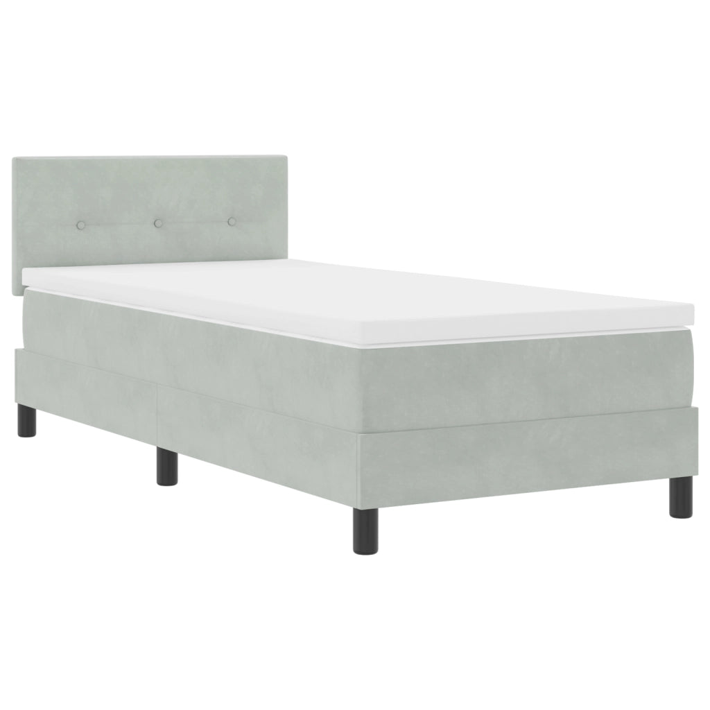Letto con Rete a Doghe e Materasso Grigio Chiaro Singolo in Velluto