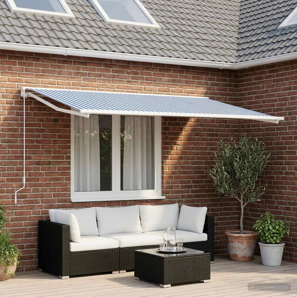 Telo di ricambio per tenda da sole Blu e Bianco 600 × 300 cm 3444189
