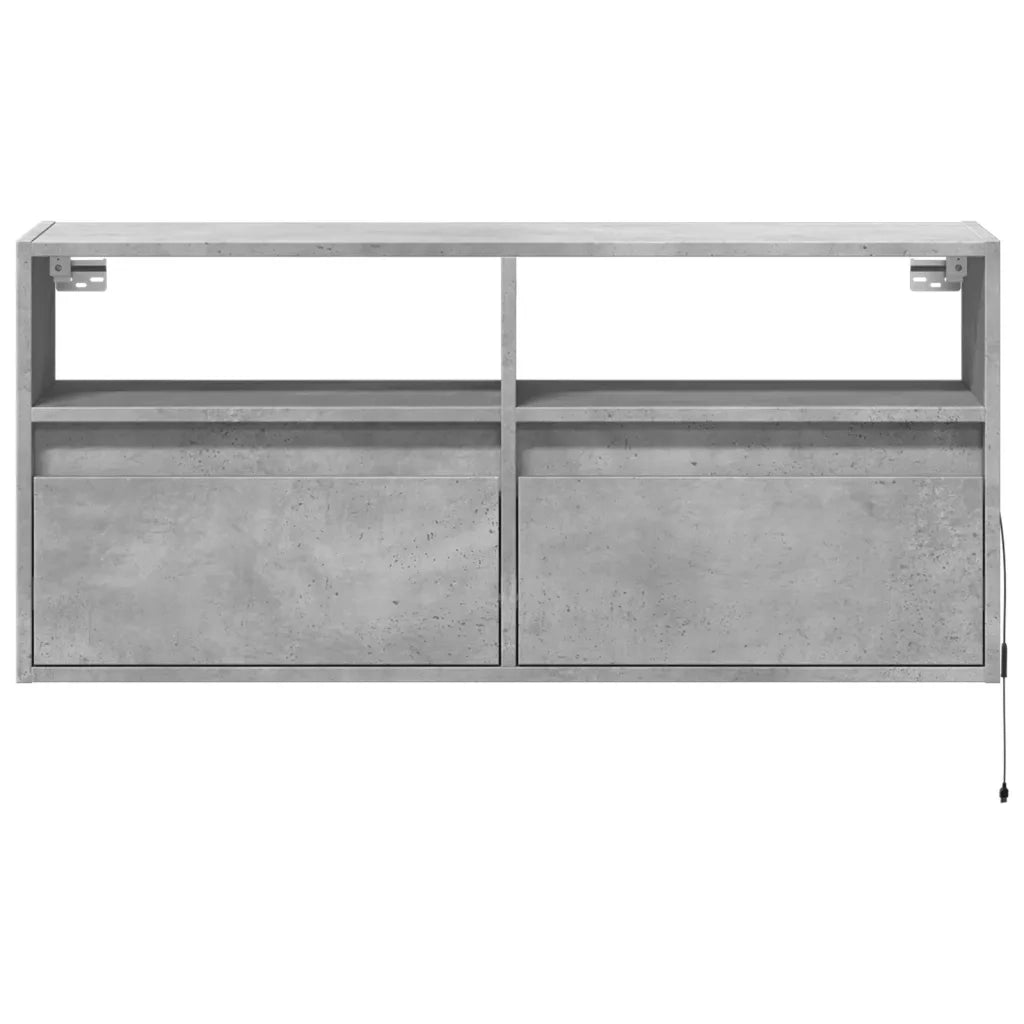 Mobile TV a Parete con Luci LED-Mobile TV a Muro Grigio Cemento 100x31x45 cm 485277