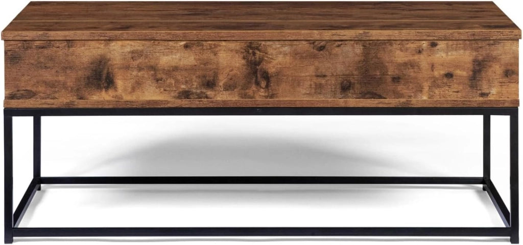 Tavolino DAYTON con piano sollevabile, effetto invecchiato, design industriale