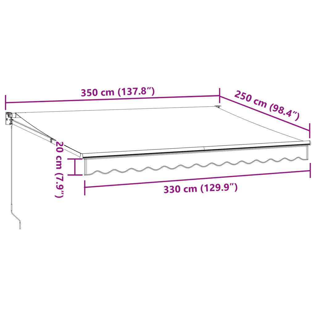 Tenda da Sole | Tenda Retrattile Antracite e Bianca 3,5x2,5m Tessuto/Alluminio