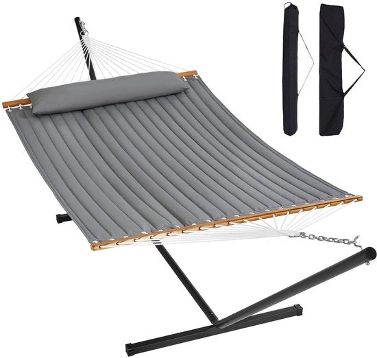 Hangmat per due persone - Accessori per campeggio - Sedia da tenda per due persone - Sedia a sospensione per due persone - Colore grigio