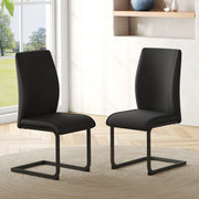 Set di 2 sedie da pranzo nere in similpelle con gambe in metallo, design ergonomico