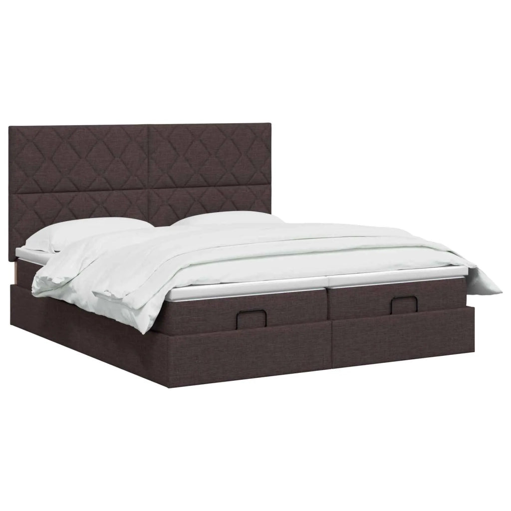 Letto Ottomano con Materasso e LED Marrone Scuro 200 x 200 cm 3458468