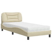 Letto singolo | Letto per adulti | Letto con Materasso Hvar Crema 80x200 cm in Tessuto